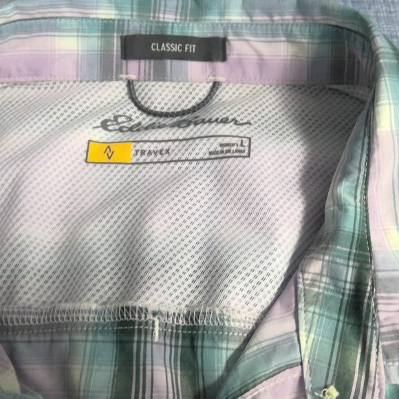Eddie Bauer Pink Plaid Travex Shirt Long Sleeve Button Up Women's Large - Picture 4 of 8